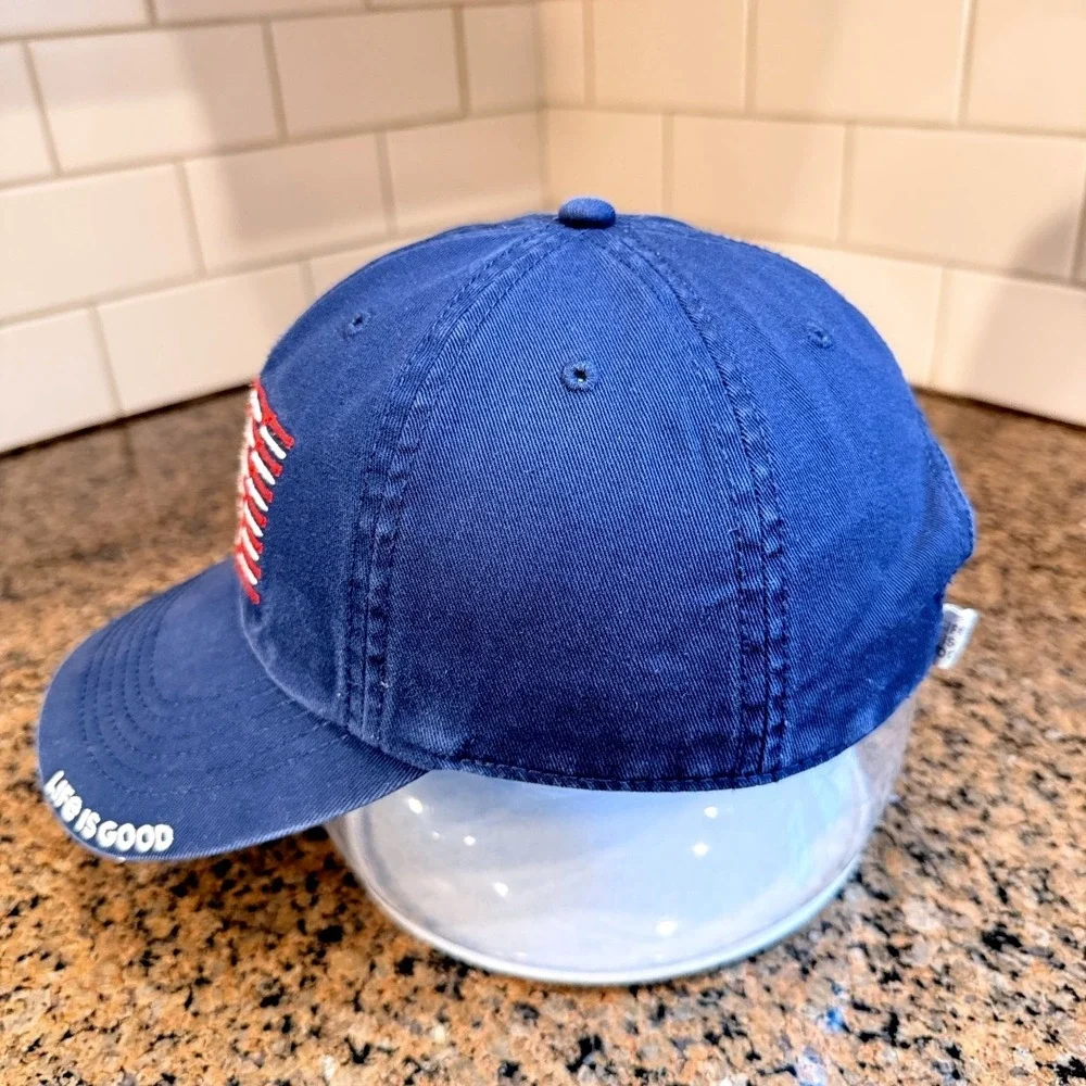 Life is Good Baseball Cap Dad Hat Adjustable Navy Blue American Flag Anchors
